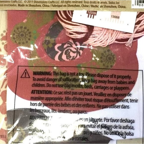 Cross Stitch Kit Dimensions Handmade 2011 Embroidery Rose Patch Pillow Cover - Picture 4 of 8